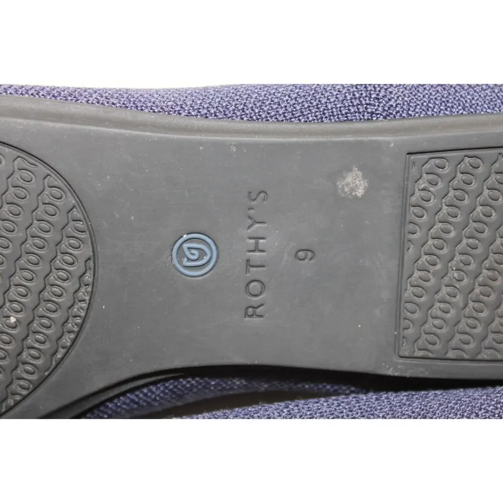 Rothy's The Flat Shoes Womens Size 9 Blue Knit Ballet Flats Washable Casual